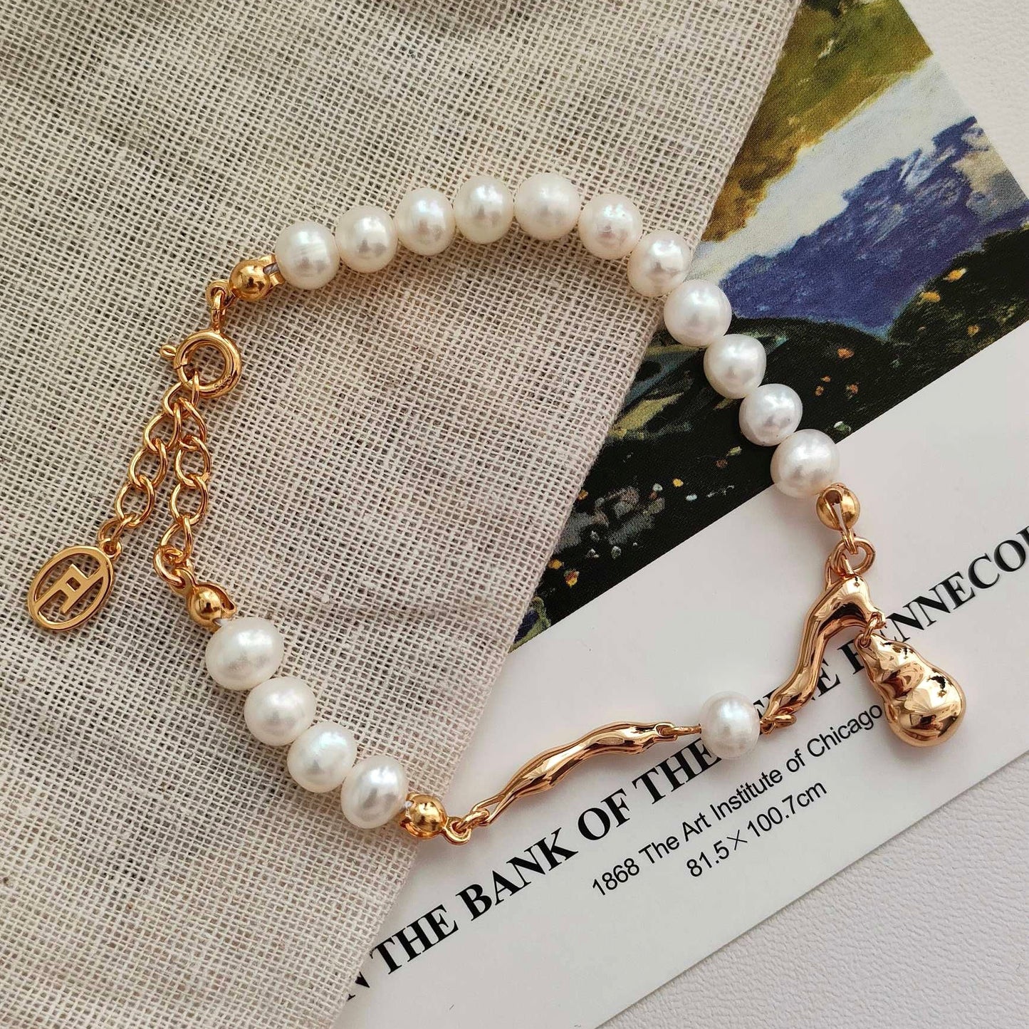 18K Gold Plated Silver Freshwater Pearl Bracelet - neverland accessories