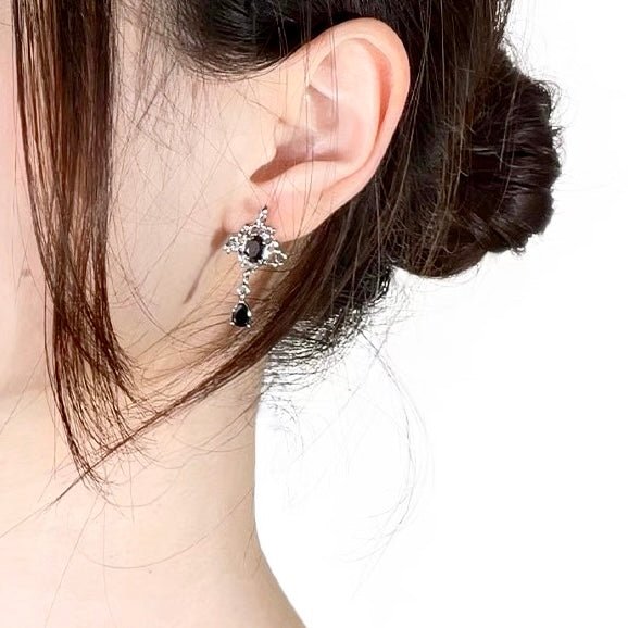 Black Charm Drop Earrings - neverland accessories