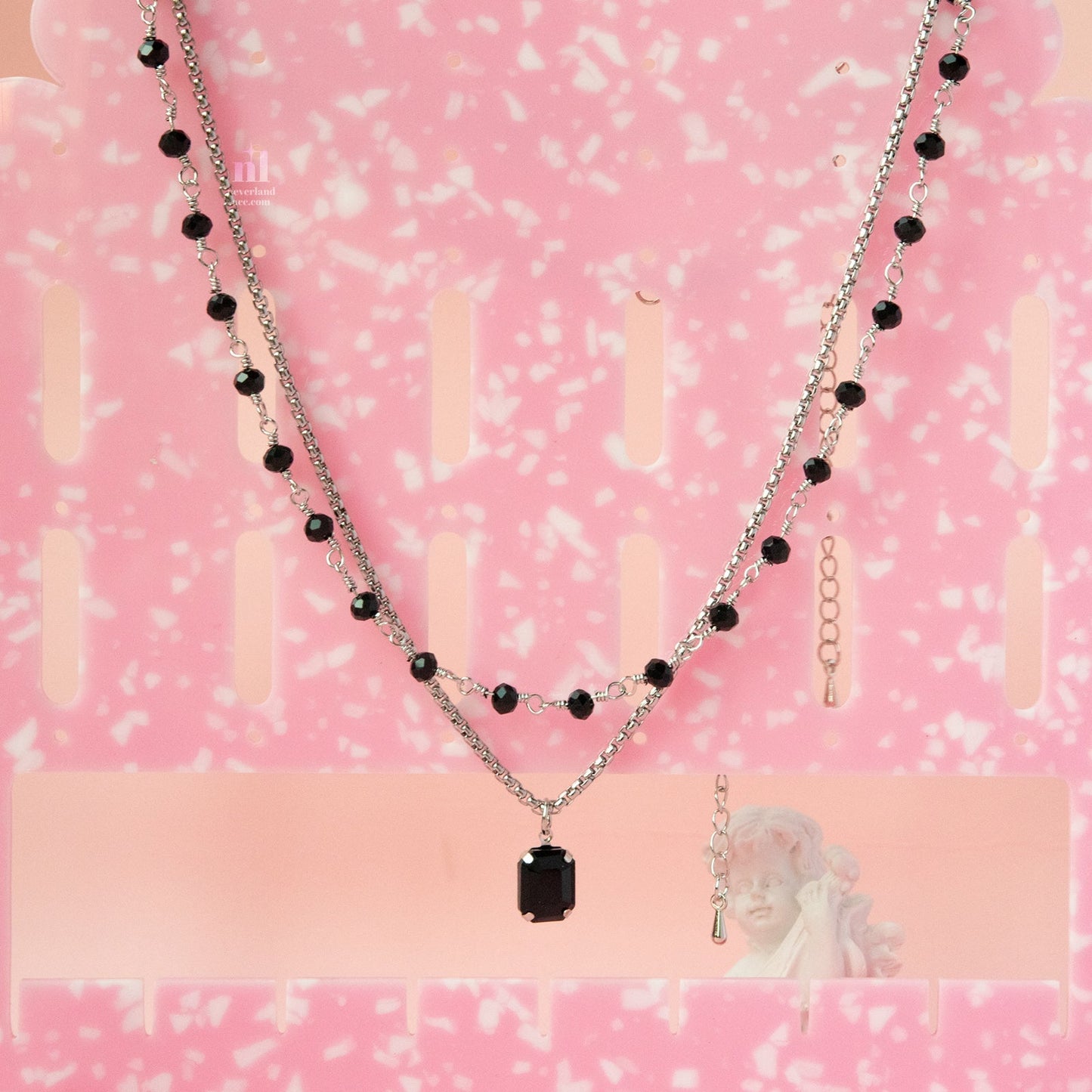 Black Charm Necklace Two-Piece Set - neverland accessories