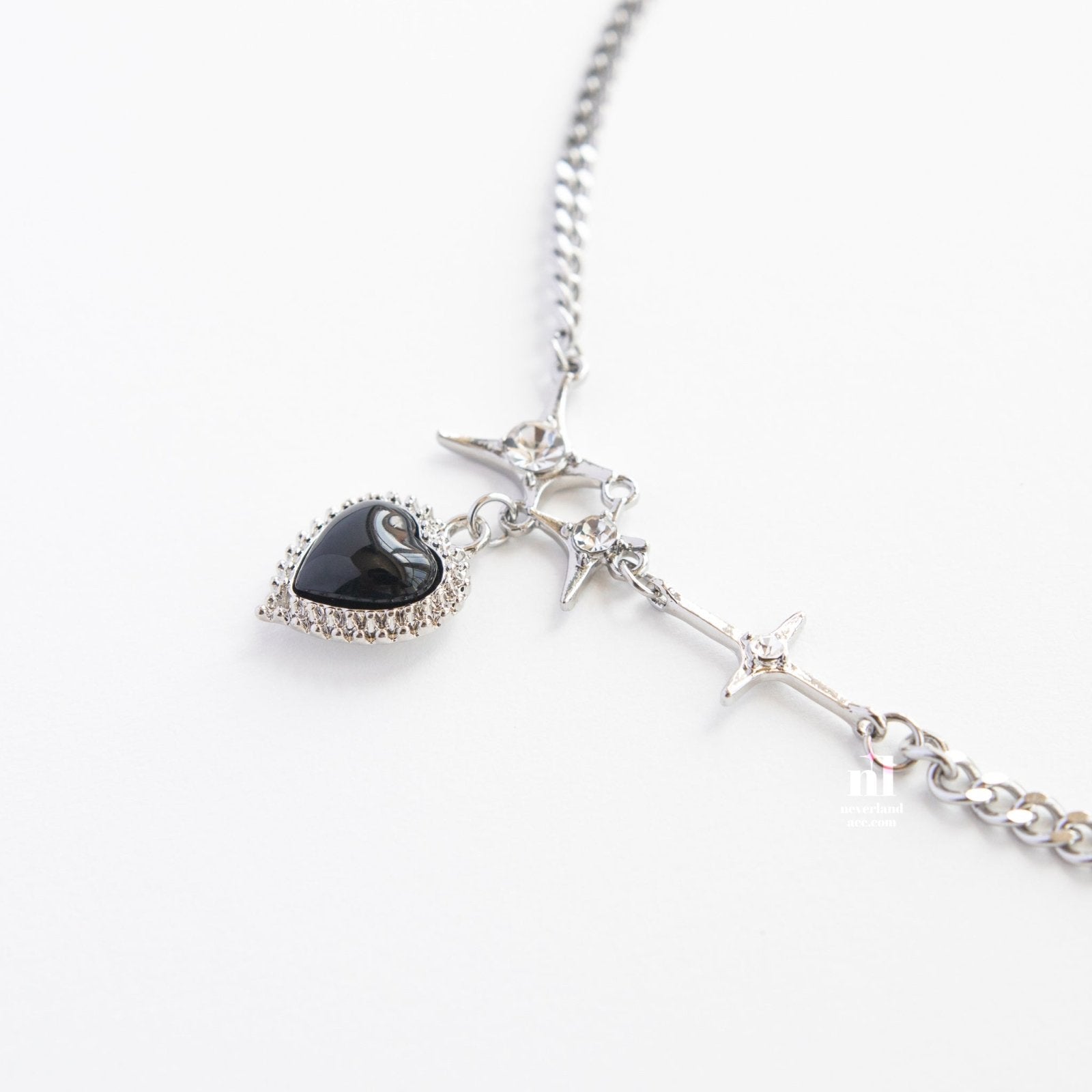 Black Heart Pendant Chain Necklace - neverland accessories