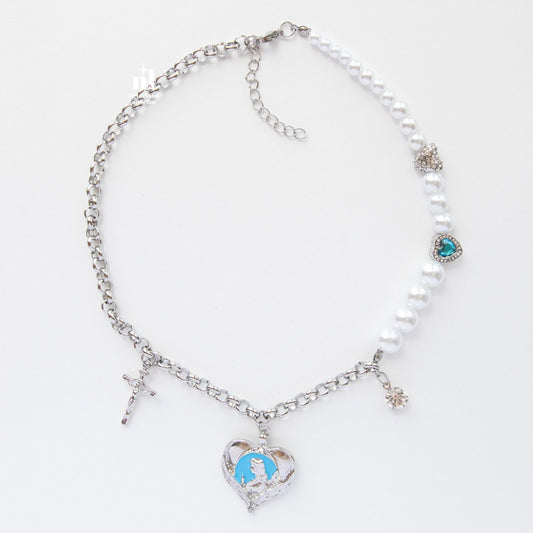 Blue Heart Pendant Chain Necklace - neverland accessories