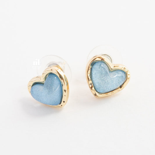 Blue Heart Stud Earrings - neverland accessories