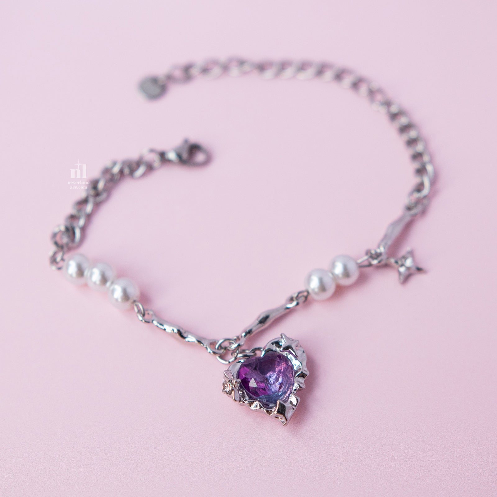 Blue-Purple Gradient Heart Pendant Bracelet - neverland accessories