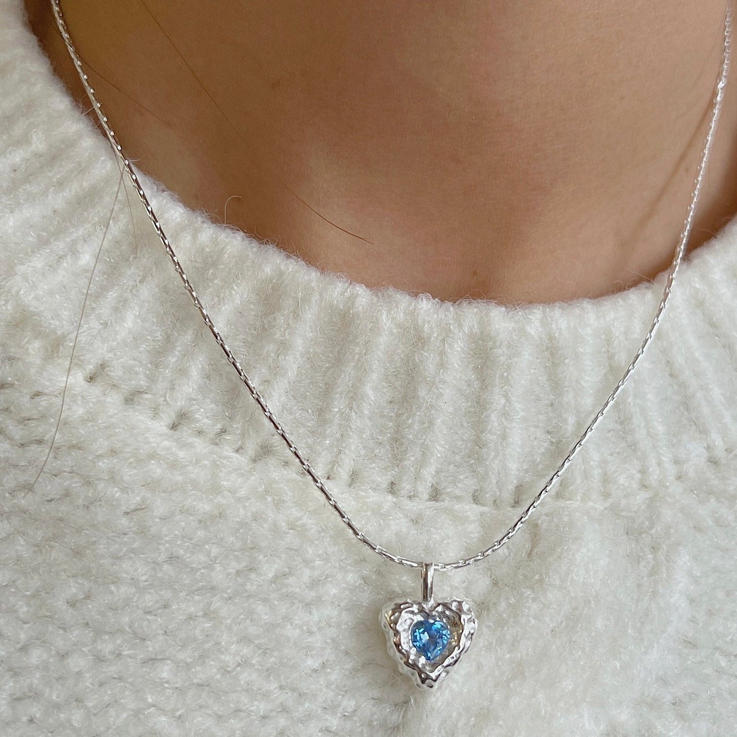 Blue Topaz Gemstone S925 Sterling Silver Pendant Necklace - neverland accessories