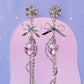 Bowknot Pink Heart Drop Earrings - neverland accessories
