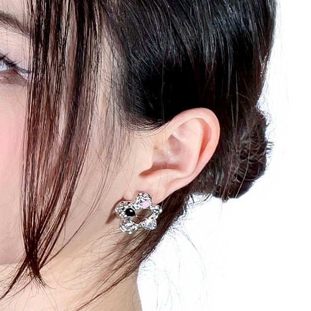 Colored Rhinestone Flower Earrings - neverland accessories
