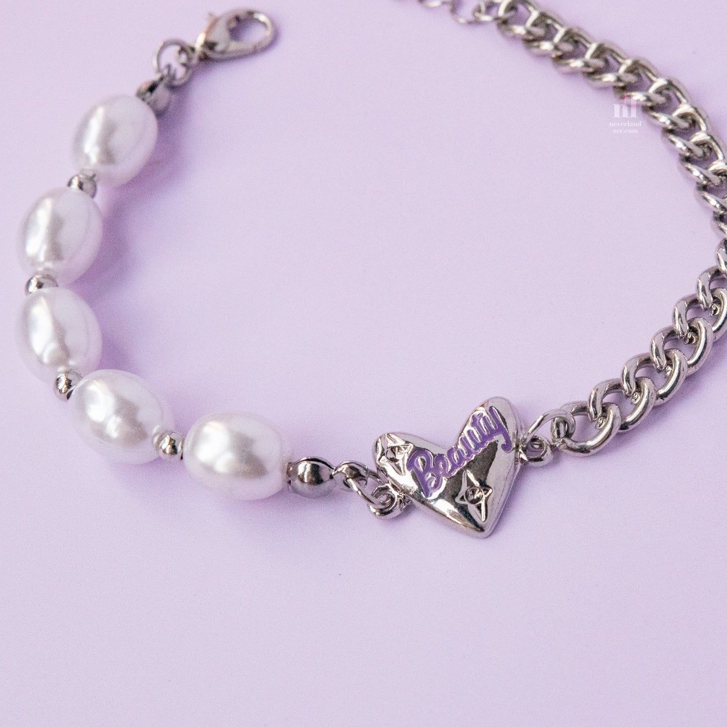 Heart Charm Pearl Chain Bracelet - neverland accessories