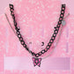 Pink Butterfly Pendant Black Chain Necklace - neverland accessories