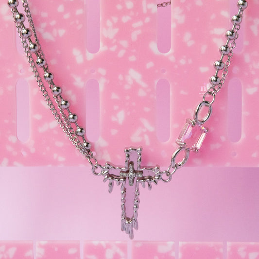 Pink Cross Pendant Necklace - neverland accessories