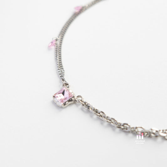 Pink Rhinestone Layered Necklace - neverland accessories