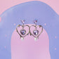 Purple Charm Heart Pendant Earrings - neverland accessories