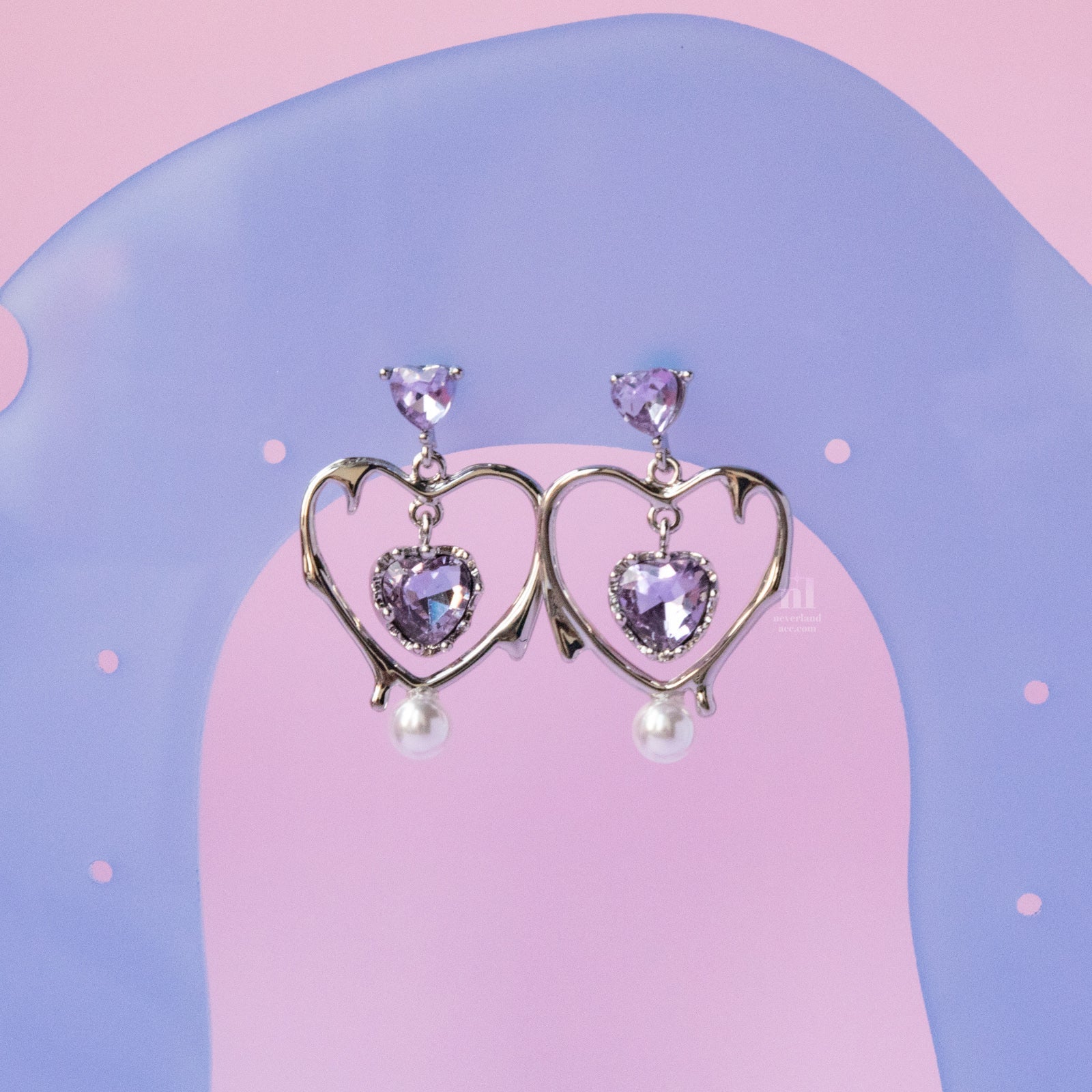 Purple Charm Heart Pendant Earrings - neverland accessories
