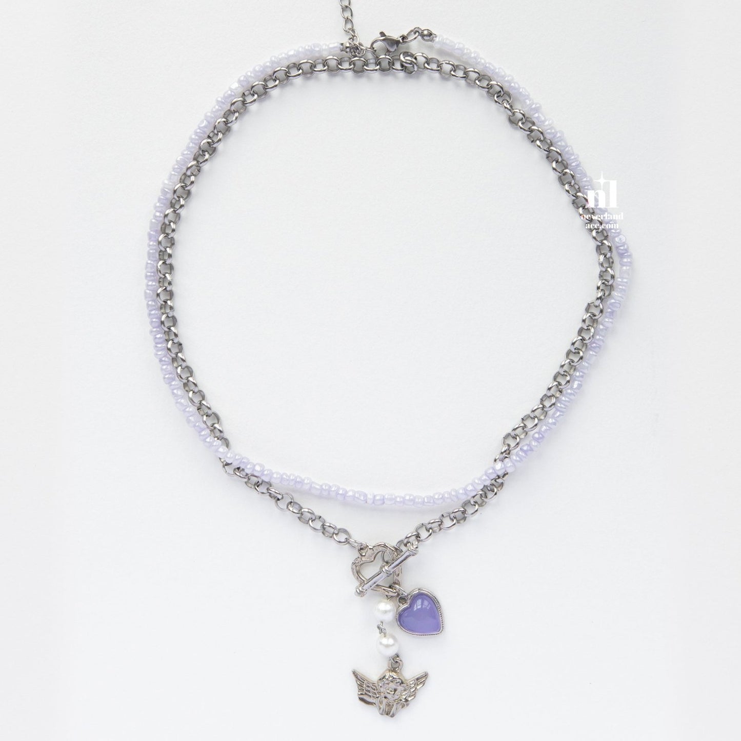 Purple Heart Pendant Multi Chain Necklace - neverland accessories