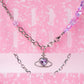Purple Heart Planet Pendant Chain Necklace - neverland accessories