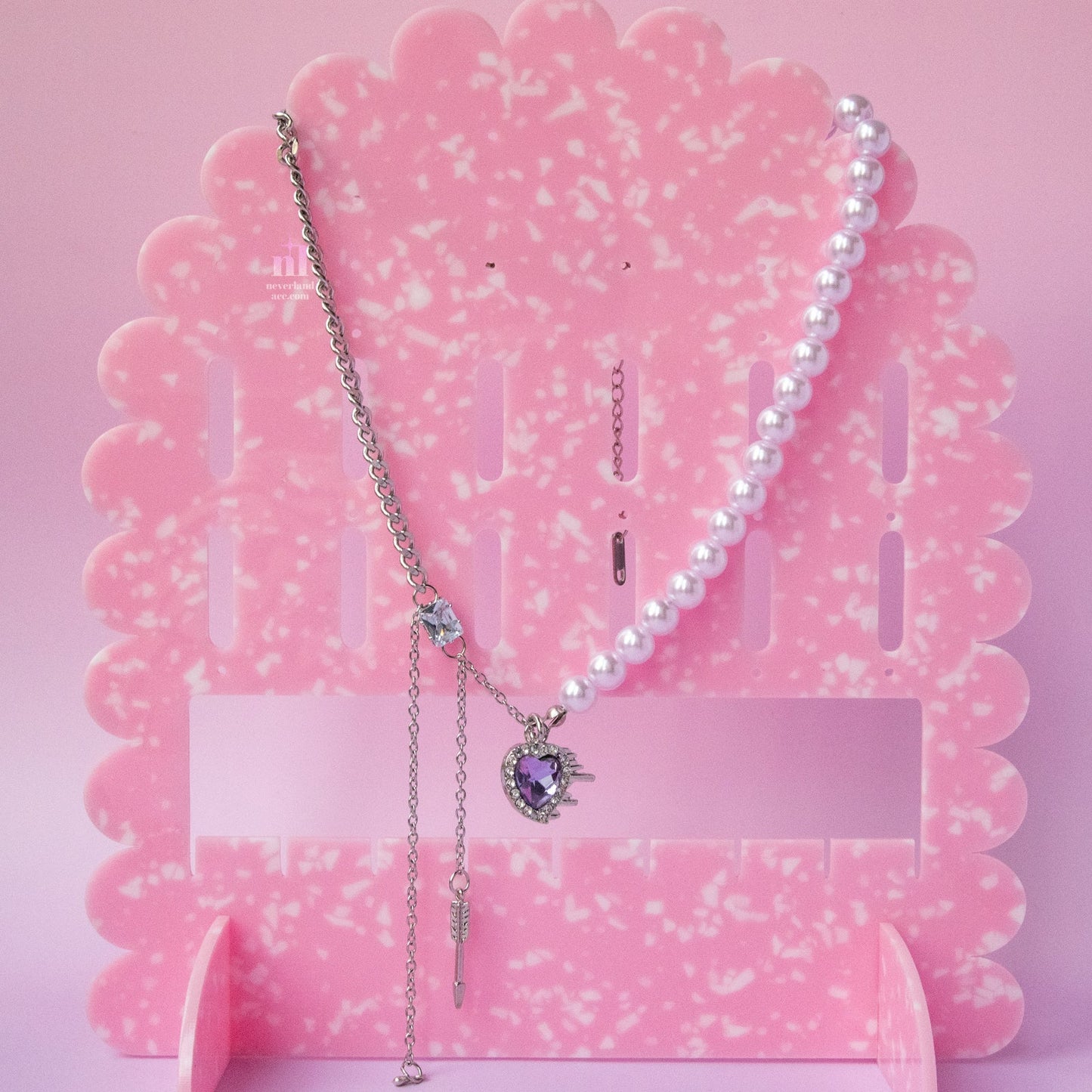 Purple Pearl Heart Pendant Necklace - neverland accessories