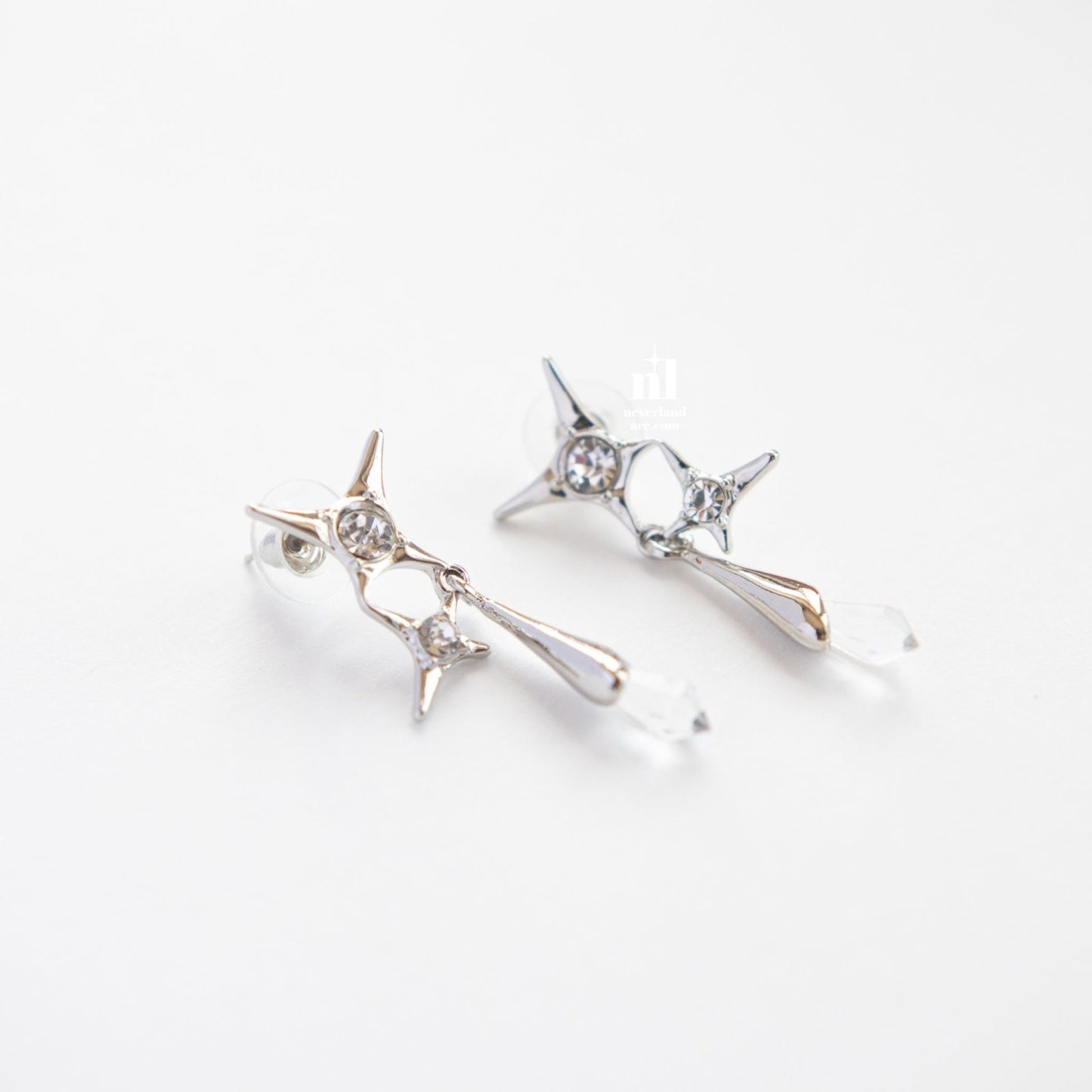 Rhinestone Star Drop Earrings - neverland accessories