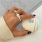 S925 Sterling Silver Freshwater Pearl Croissant Ring - neverland accessories