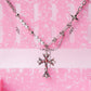 Vintage Pink Rhinestone Cross Pendant Necklace - neverland accessories