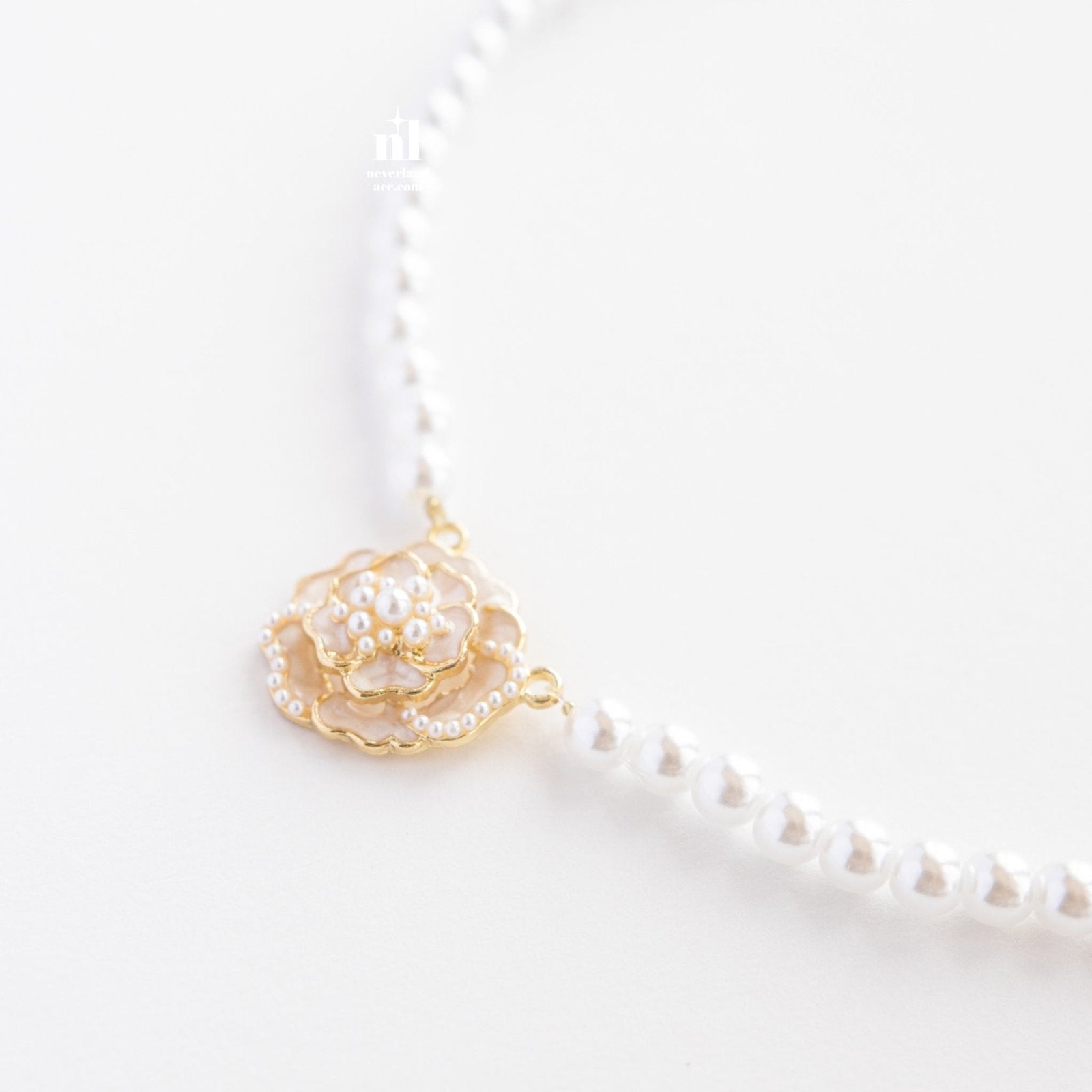 White Camellia Pendant Pearl Necklace - neverland accessories