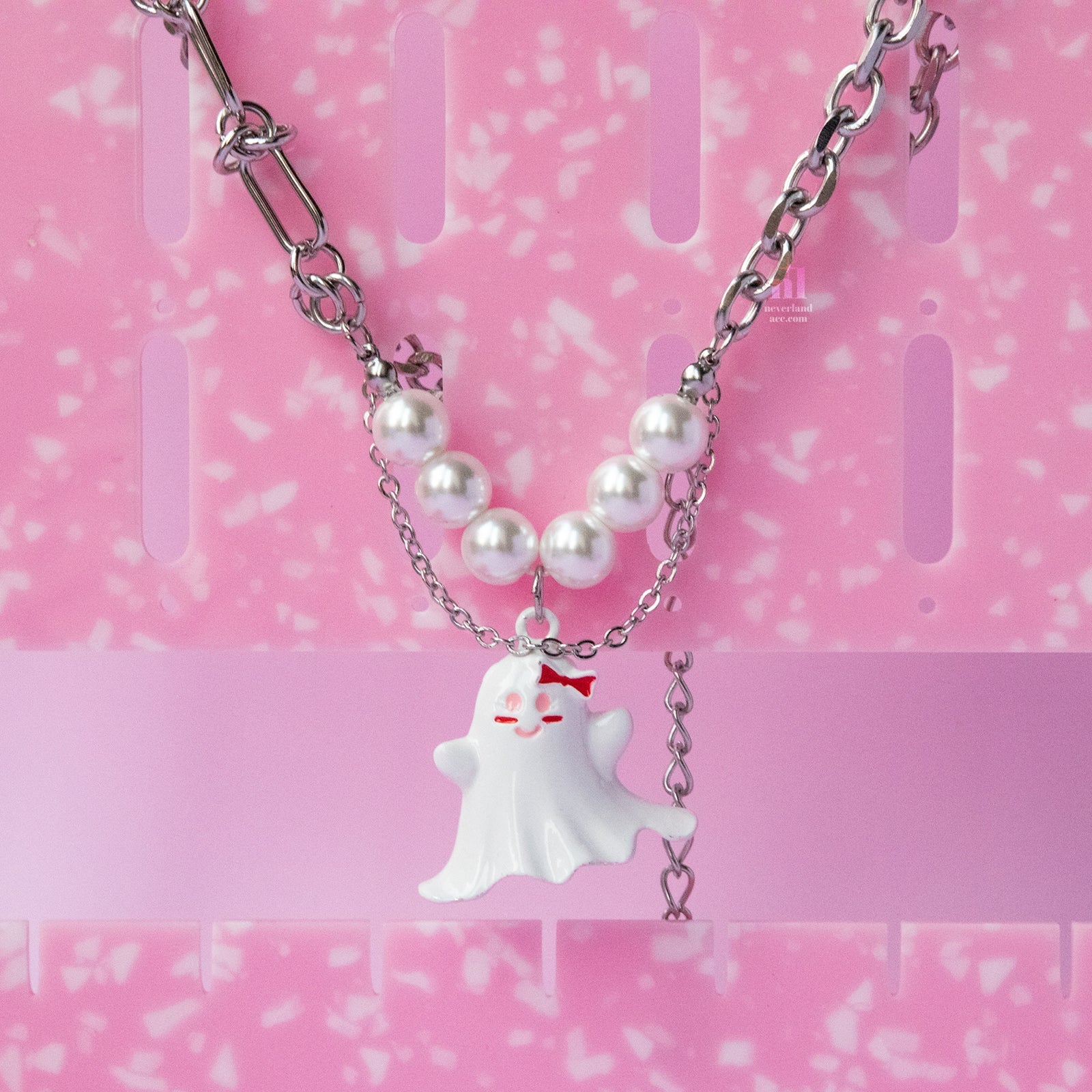 White Ghost Pendant Chain Necklace - neverland accessories